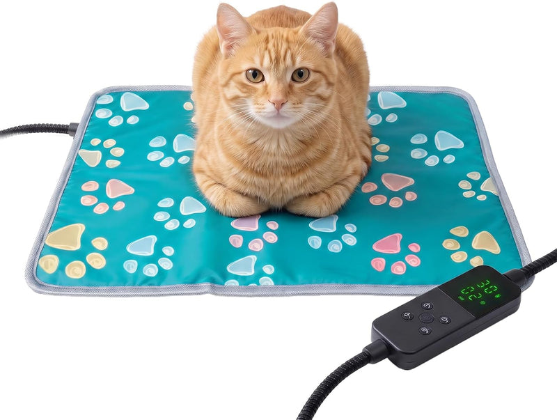 furrybaby Pet Heating Pad for Cats & Dogs, Waterproof Heated Bed - Temp adjustable / 18 X 18in / Green