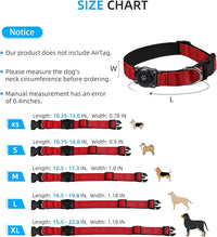 Upgraded AirTag Dog Collar, IP68 Waterproof Air Tag Dog Collar Holder, Reflective, Ultra-Durable, Comfortable Padded, Heavy Duty Dog Collars for Small Medium Large Dogs (XS (10.25"-13"), Red)