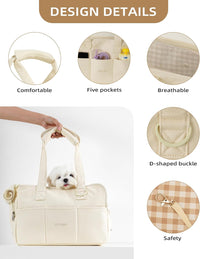 ONECUTE Dog Purse Carrier for Small Dogs Rabbit cat with Large Pockets - Beige / 17.0"L x 7.5"W x 12.0"H - image 3
