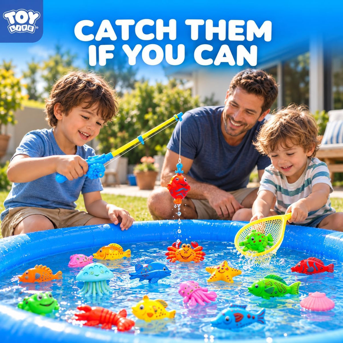 TOY Life Magnetic Fishing Game for Kids, Bathtub and Pool Toy - 2 Kids Fishing Pole With Inflatable Pool - image 4