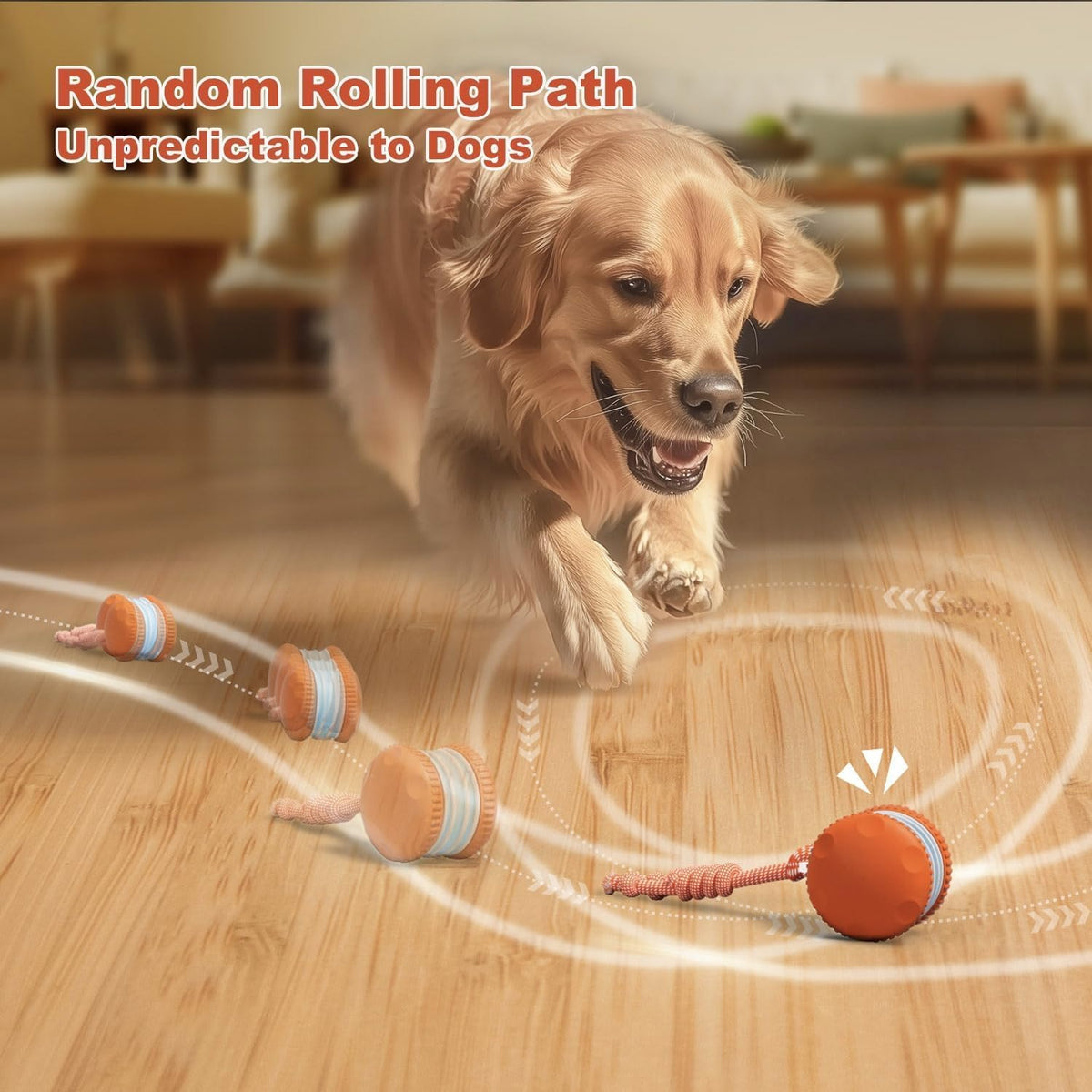 Interactive Dog Ball,Random Path Electric Moving Dogs Toy with Rope – Essentials for Dogs - image 2