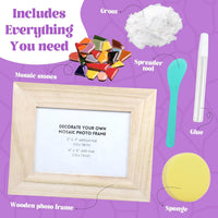 goldentime DIY mosaic picture frame kit with wooden frame, tiles, glue and grout - view 6