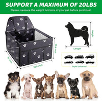 GENORTH Dog Car Seats for Small and Medium Dogs - Black Paw Print / Up to 20 lb - image 3