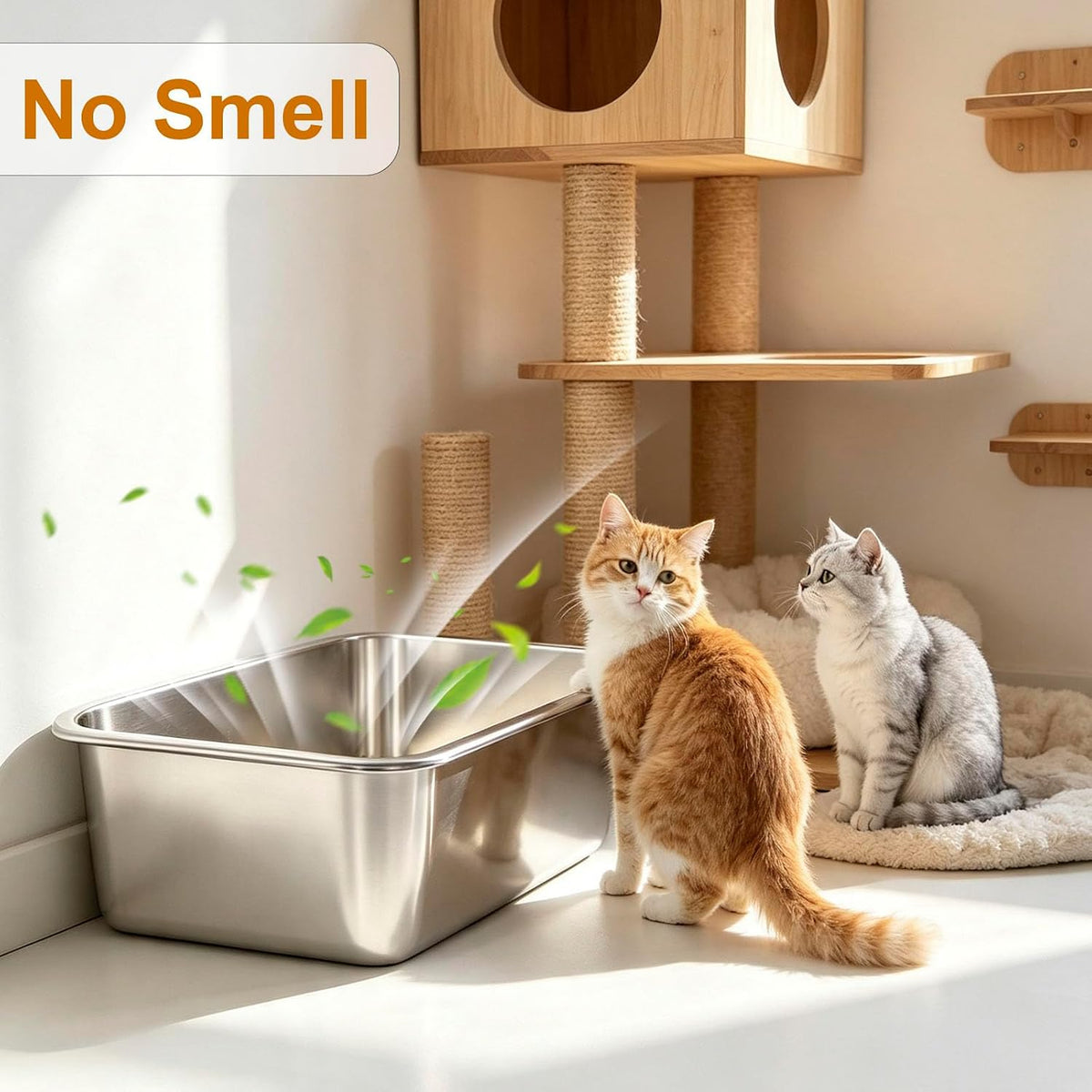 Stainless Steel Litter Box 2 Pack，Metal Litter Box - M-17×13×5.1" - image 4