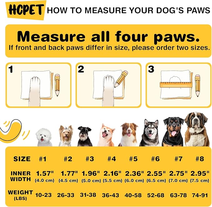 Hcpet Dog Shoes, Dog Boots for Large Dogs, Waterproof Dog Booties Paw Protector for Summer Hot Pavement, Winter Snowy Day, Outdoor Walking, Indoor Hardfloors Anti Slip Sole Pink Size 6