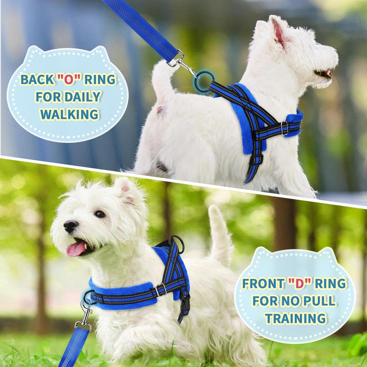 Lukovee Small Dog Harness and Leash Set, No Pull Soft Padded, XS - Blue / S ( Chest 17.5'' ~ 22'') - image 4