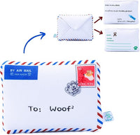 Hong Kong Airmail Soft Plush Nose-Work Squeaky Dog Toy - Durable & Cute 2-in-1 Envelope & Letter for Interactive Play, Extendable Cloth to Hide Food for Puzzle Fun, Small Medium Dogs