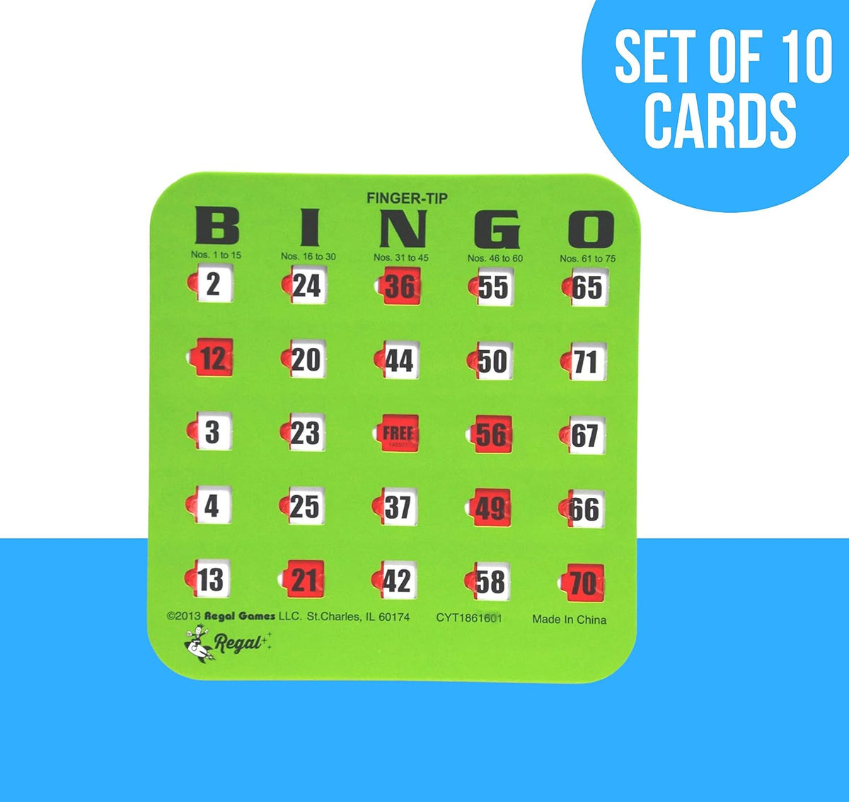 Regal Bingo Bulk Bingo Cards with Sliding Windows - Green / 10 Cards - image 3