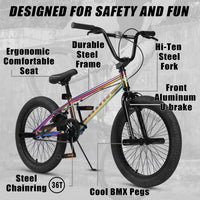 cubsala Crossea 18 20 Inch Kids Freestyle BMX Bike for 5-13 Years Old – Fun for Kids & Family - Colorful & Black / 20 Inch / With 4 Pegs - image 2