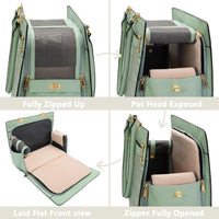 2-in-1 Stylish Dog Purse Carrier Travel Tote Bag for Small Dogs Cats - Green / 15" L x 7.5" W x 12.2" H - image 4