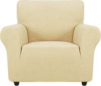 Super Stretch Couch Cover Universal Sofa Covers with Elastic Bottom - Beige / Small (30"-47")