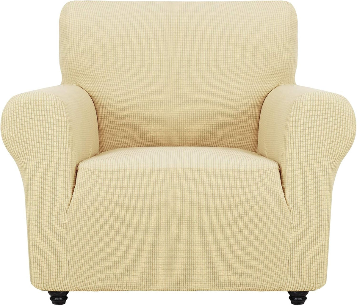 Super Stretch Couch Cover Universal Sofa Covers with Elastic Bottom - Beige / Small (30"-47")