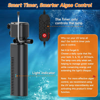 25W UV Aquarium Filter, 200 GPH Pump with Timer for 20-75 Gal Tanks – Essentials for Fish - image 4