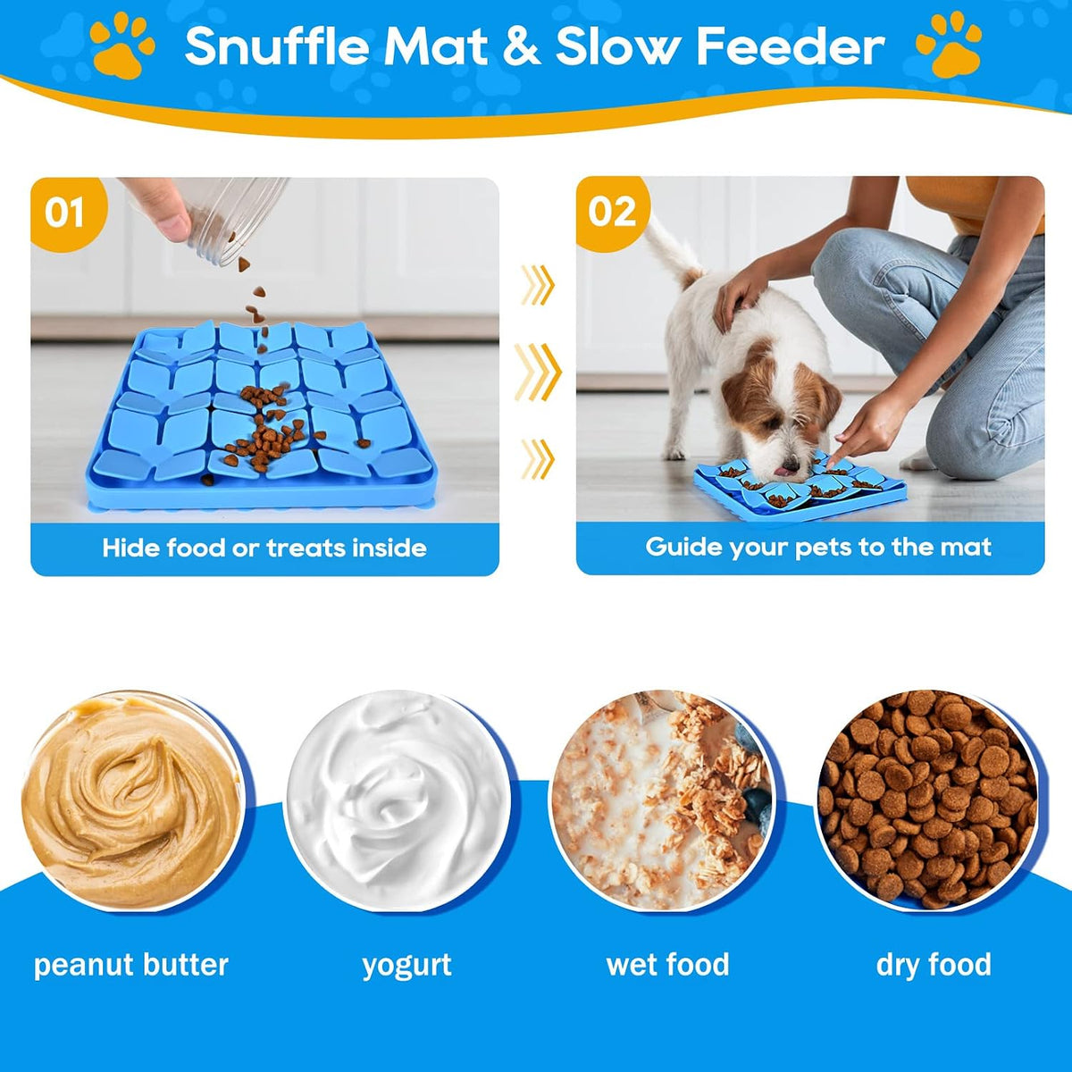 Silicone Snuffle Mat for Dogs, Blue - A(8"x8")-Blue - image 2
