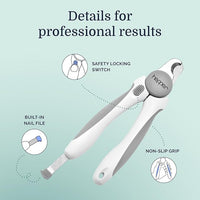 Hepper Cat Nail Clipper Kit - Small & Large Sharp Claw Clippers with Nail File & Storage Pouch - Safety Guard & Lock - Professional Cat Manicure