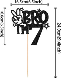 1 PCS Brother I'm 7 Cake Topper Glitter Star Happy 7th Birthday Cake - Black 7th - image 2