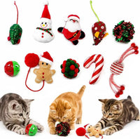 TUSATIY Cat Toy Balls with Bell 3PCS - 10PCS Christmas