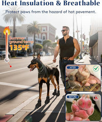 Dog Shoes for Hot Pavement, Breathable Dog Boots Paw Protectors with Adjustable Straps & Non-Slip Sole, Easy On & Off, Waterproof, Easy-Cleaning Silicone Outdoor Dog Booties for Beach and Snow