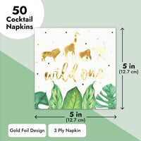 Sparkle and Bash It's a Boy Napkins, Blue & Gold Foil, 3-Ply - Wild one / 5 x 5 Inches - image 4