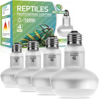 Reptile Heat Lamp Bulbs, Simulate Natural Sunlight Heat Light Bulb, 2 Pack 100W Amphibian Terrarium - Intense Light / 4*100