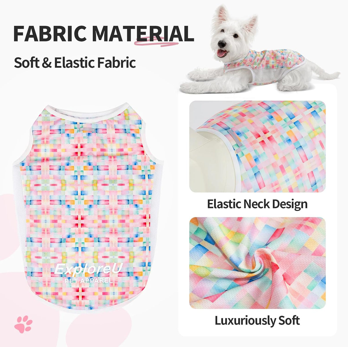 Dog Cooling Vest with Soft Stretchy Sun Protection, XL - Large (44-55lbs) / Candy Patch - image 4