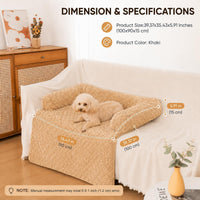 PAWBOSE Dog Couch Bed, Plush Sofa Mat, Washable Cover - khaki - image 4