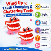 The Dreidel Company 2 pack of 1.75 inch wind up chattering teeth with googly eyes - view 5