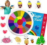 Fottaqqan finger painting kit for kids with 25 color round ink pad and picture album