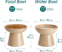 vancasso 2-Pack 6.2" Wide Elevated Cat Bowls - Brown / Food & Water Bowl Set - image 2