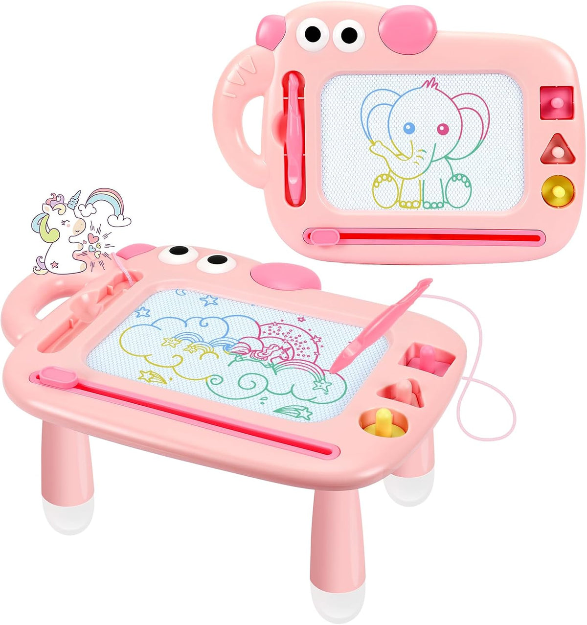 YUBALEER Magnetic Drawing Board for Toddler Boys Mess Free Doodle - Pink