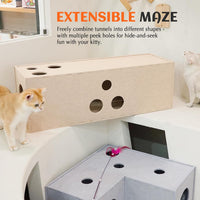 PETKARAY Cat Tunnel, Original Cat Hideaway Cave for Indoor Cats - Straight Tunnel / Beige - image 4