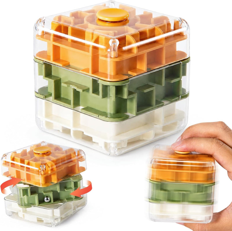 3D Cube Puzzle for Kids 5-8-12 – Fun for Kids & Family - 3 Layer Rolling 3D Cube Puzzle