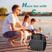 BAGLHER Dog Travel Bag, Pet Travel Bag (ALL Pet Travel Supplies), With 2 Pet Food Containers and 2 Collapsible Silicone Bowls; Essential Kits for Pet Travel DLblack
