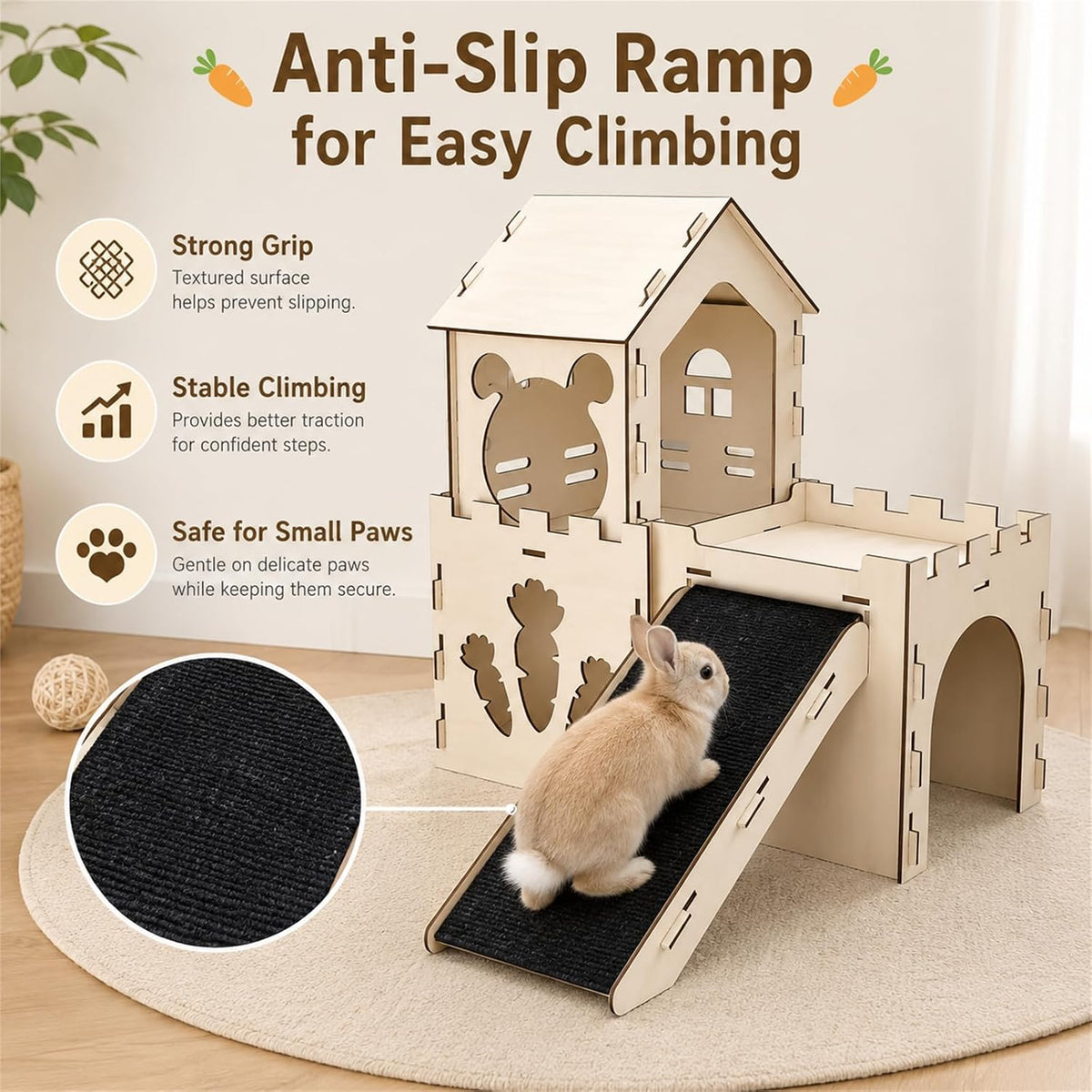 Large Bunny House and Hideouts - Extra Large-3 House with Anti-Slip Ramp - image 3