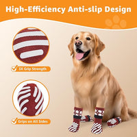 LOOBANI Dog Socks to Prevent Licking Paws - Dog Socks for Hardwood Floors Anti Slip for Traction Control - Dog Grippy Socks for Senior Dog Small Medium Large Dogs on Tile Floors, Red L
