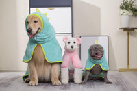 Pawyee Super Soft Fast-Drying Dog Towel with Drying Gloves for Cold - X-Large / Blue Dino - image 3