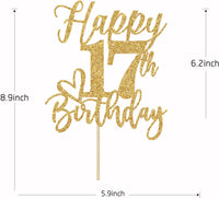 Happy 83rd Birthday Cake Topper - happy 17th birthday / Gold Glitter - image 4