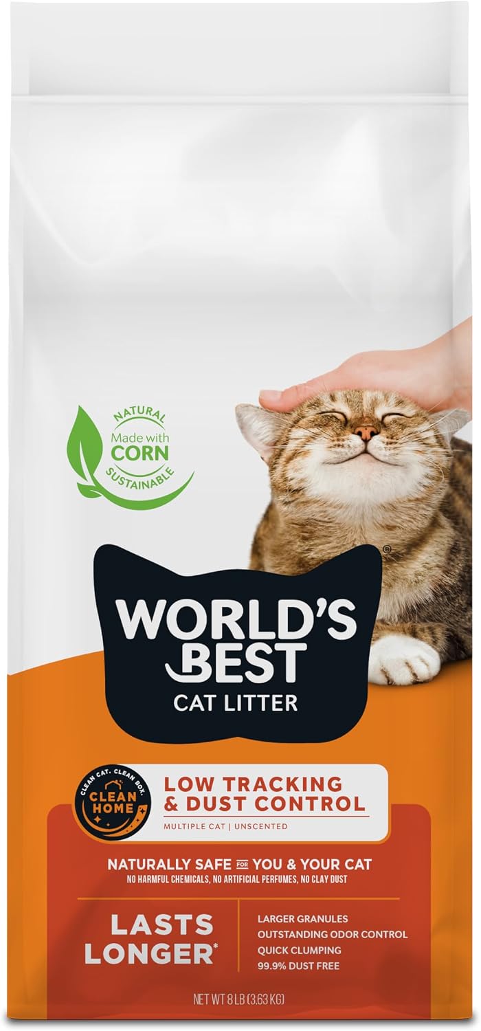 World's Best Cat Litter Low Tracking & Dust Control, Unscented - 8lb
