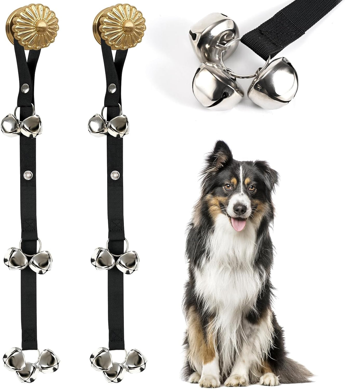 Luckyiren Upgraded Puppy Bells Dog Doorbells for Door Knob/Potty - Black; 2 Pack