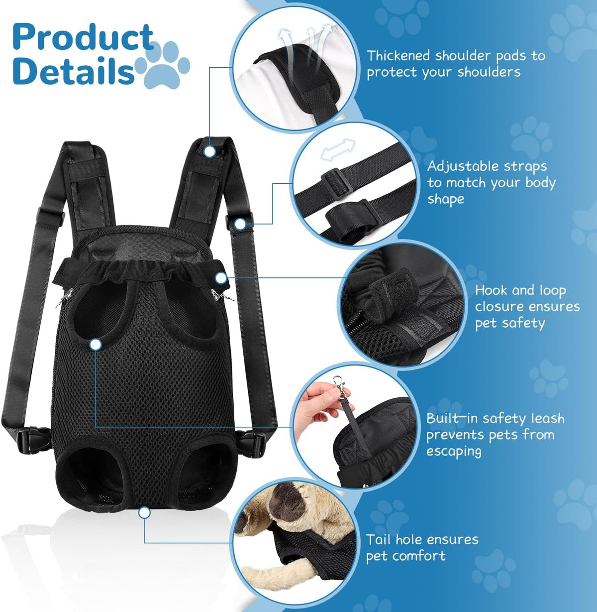 Pet Dog Carrier Backpack Adjustable Front Carrier for Small Dog Cat – Essentials for Dogs - 2 Pack(Black*1+Pink*1) / Small (2-4lbs) - image 2