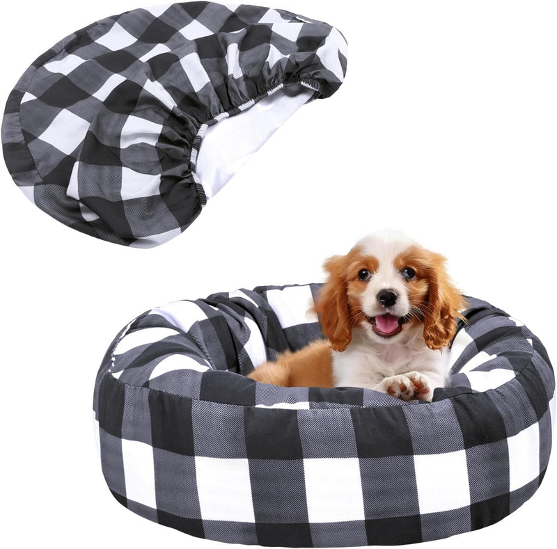 Round Dog Bed Cover Washable Elastic Edged 30×9.8 Inch – Essentials for Dogs - 30*30*9.8 Inch / Black