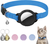 AirTag Cat Collars, Stretchy Collar with Air Tag Holder and Bell – Essentials for Cats - Dark Blue