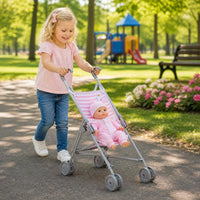 JC Toys Boutique | Folding Umbrella Doll Stroller for Children 2 Years Plus, Blue Stripes and Soft - image 3