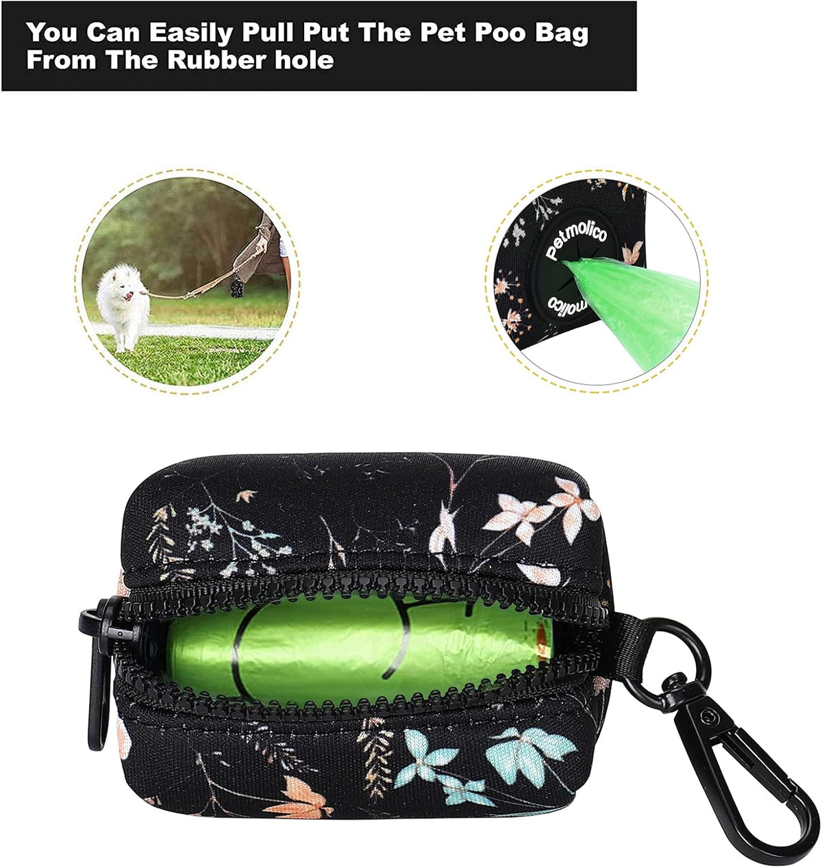 Petmolico Dog Poop Bag Holder Dispenser 2 Pack, Pink Rose – Essentials for Dogs - Yellow White Blooming - image 2