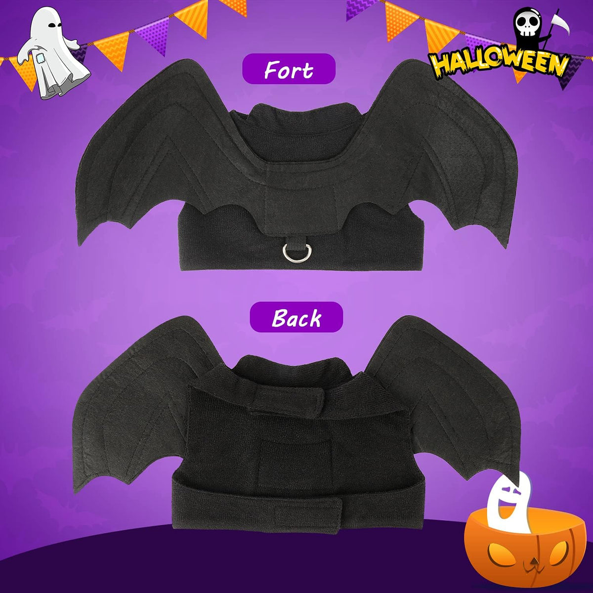 Dog Halloween Costume, Halloween Bat Wings for Dogs Cats - Small - image 2