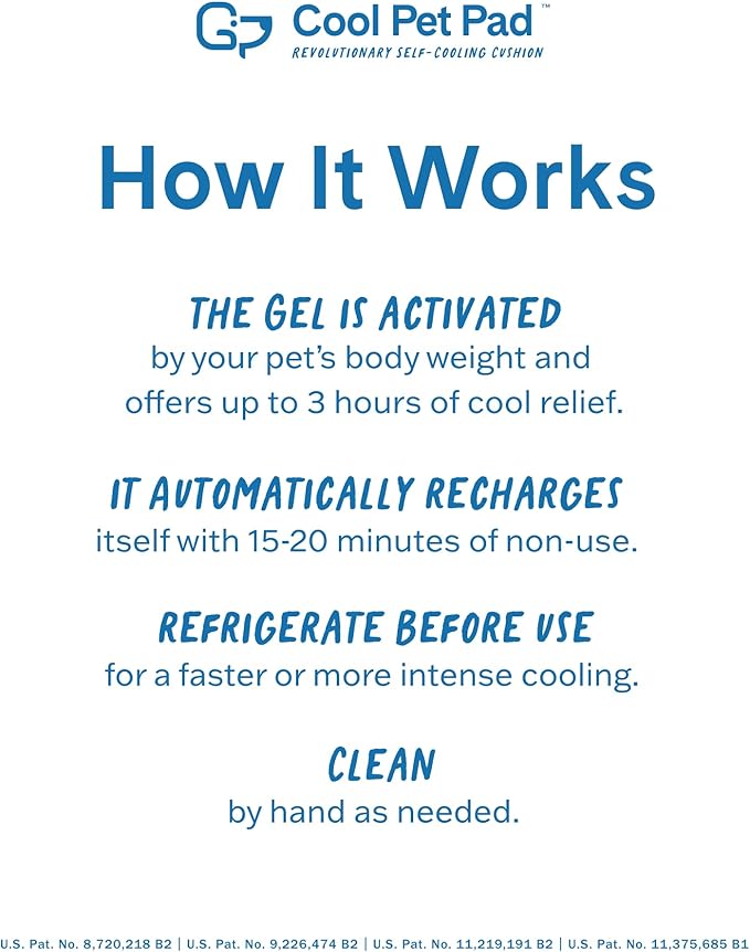 The Green Pet Shop Cool Pet Pad - Extra Small, Blue - Self-Cooling, Pressure Activated Mat for Dogs & Cats from 0-8 lbs - Non-Toxic Gel, No Water Needed