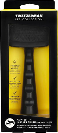 Tweezerman Dog and Cat Slicker Brush for Small Pets, Grooming Brush with Coated Bristles to Prevent Scratching and Ergonomic Handle