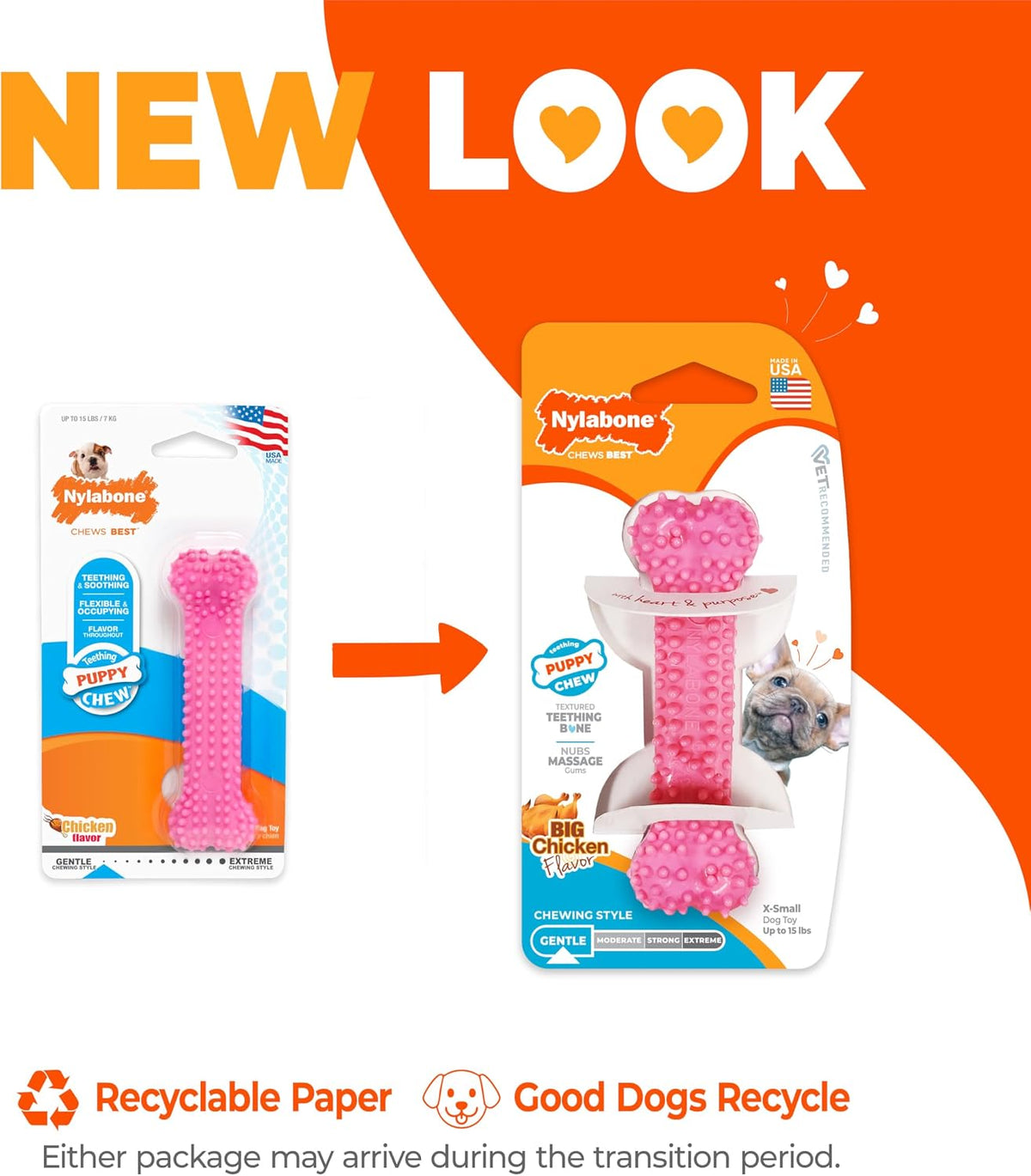 Nylabone Puppy Pacifier Chew Toy - Pink / X-Small - image 2