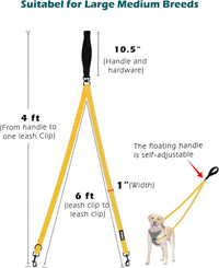 Two Point Control Dog Leash, No Tangle Training Walking Leashes – Essentials for Dogs - Yellow - image 4