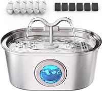3.2L/108oz Stainless Steel Cat Water Fountain Pet Fountain – Essentials for Cats - Fountain+6 Filters +6 Sponges